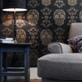 Sugar Skull Wallpaper - Black & Gold-Anatomy Boutique-Anatomy Boutique