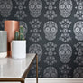 Sugar Skull Wallpaper - Grey & Silver-Anatomy Boutique-Anatomy Boutique