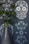 Sugar Skull Wallpaper - Grey & Silver-Anatomy Boutique-Anatomy Boutique