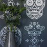Sugar Skull Wallpaper - Grey & Silver-Anatomy Boutique-Anatomy Boutique