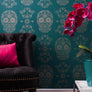 Sugar Skull Wallpaper - Teal & Gold-Anatomy Boutique-Anatomy Boutique