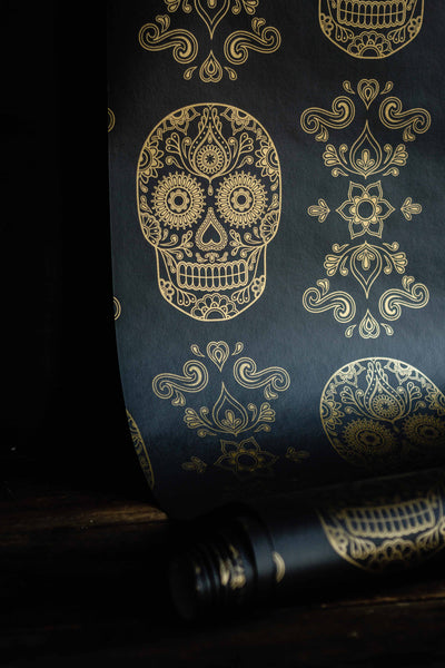 Skull Wallpaper Sample - Black & Gold-Anatomy Boutique-Anatomy Boutique
