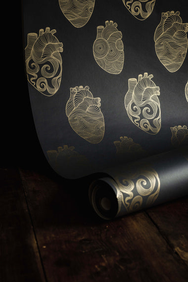 Heart Wallpaper Sample - Charcoal-Anatomy Boutique-Anatomy Boutique