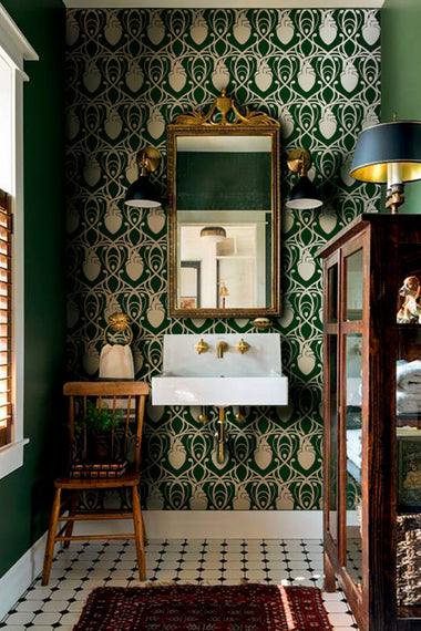 Cardiac Damask Wallpaper - Green & Gold-Anatomy Boutique-Anatomy Boutique