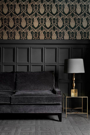 Cardiac Damask Wallpaper - Grey and Bronze-Anatomy Boutique-Anatomy Boutique