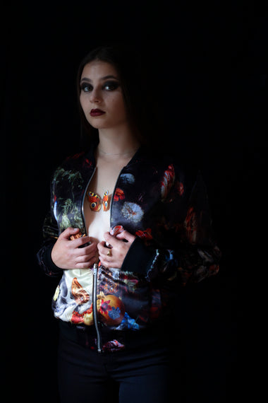 AB X EVI ANTONIO - Vanitas Satin Bomber Jacket-Anatomy Boutique-Anatomy Boutique