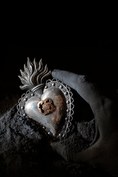 Vintage Ex Voto Sacred Heart Flames-Anatomy Boutique-Anatomy Boutique