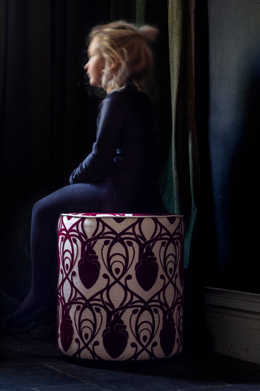 Cardiac Damask Footstool-Anatomy Boutique-Anatomy Boutique