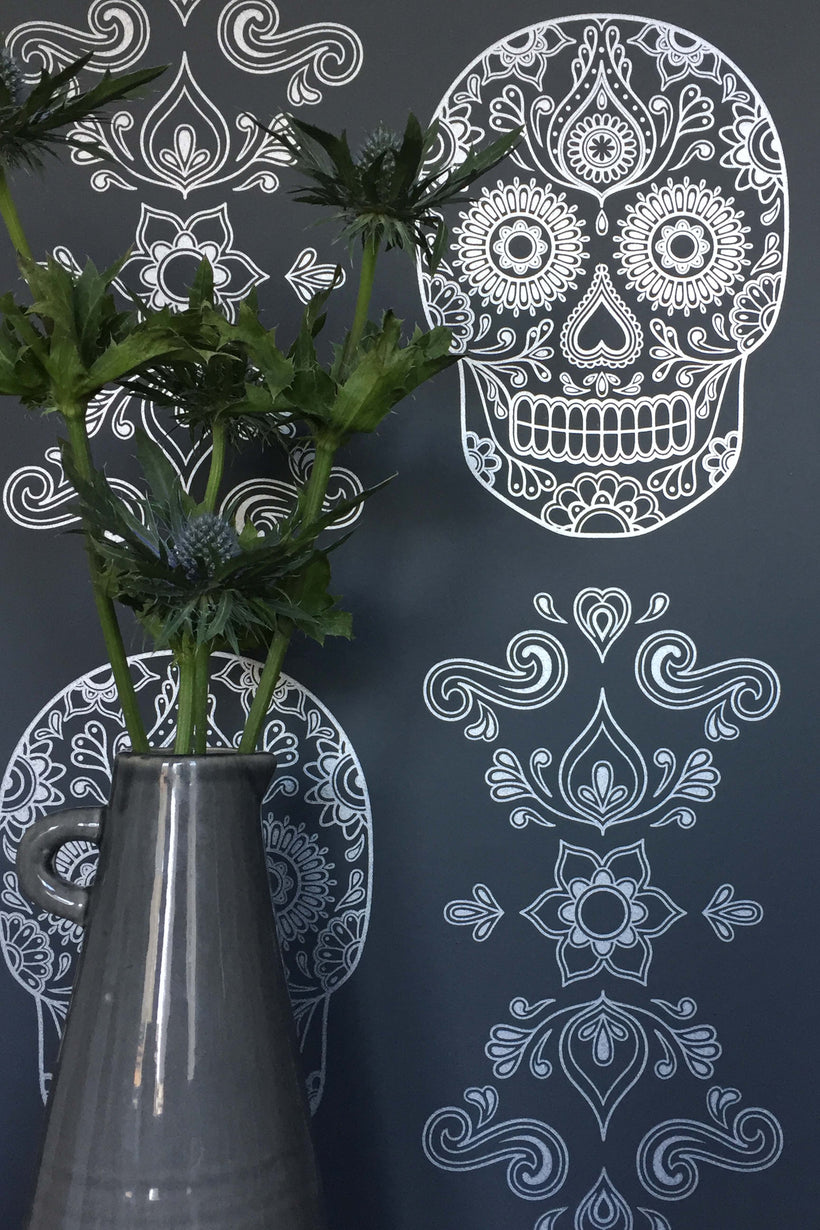 sugar skull wallpaper b&m